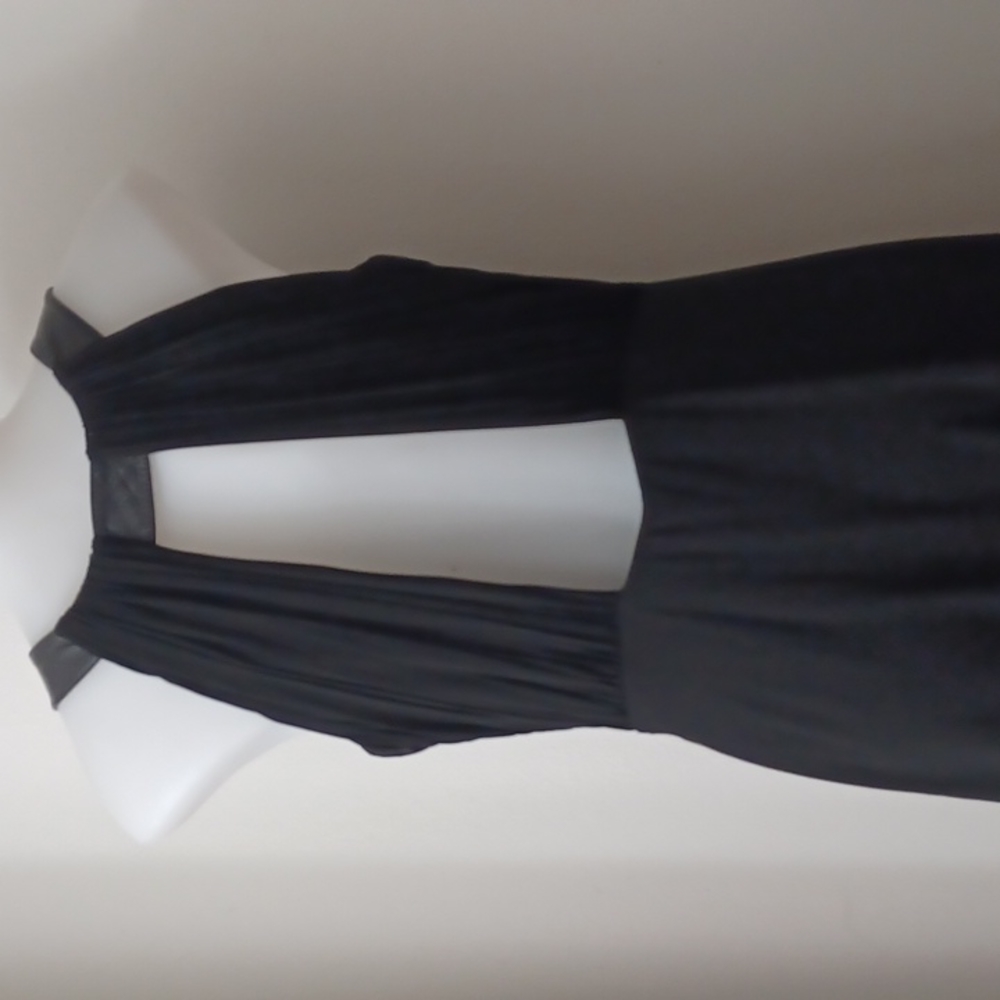 Laundry by Shelli Segal black evening dress with leather straps/ size 4/ NWOT
